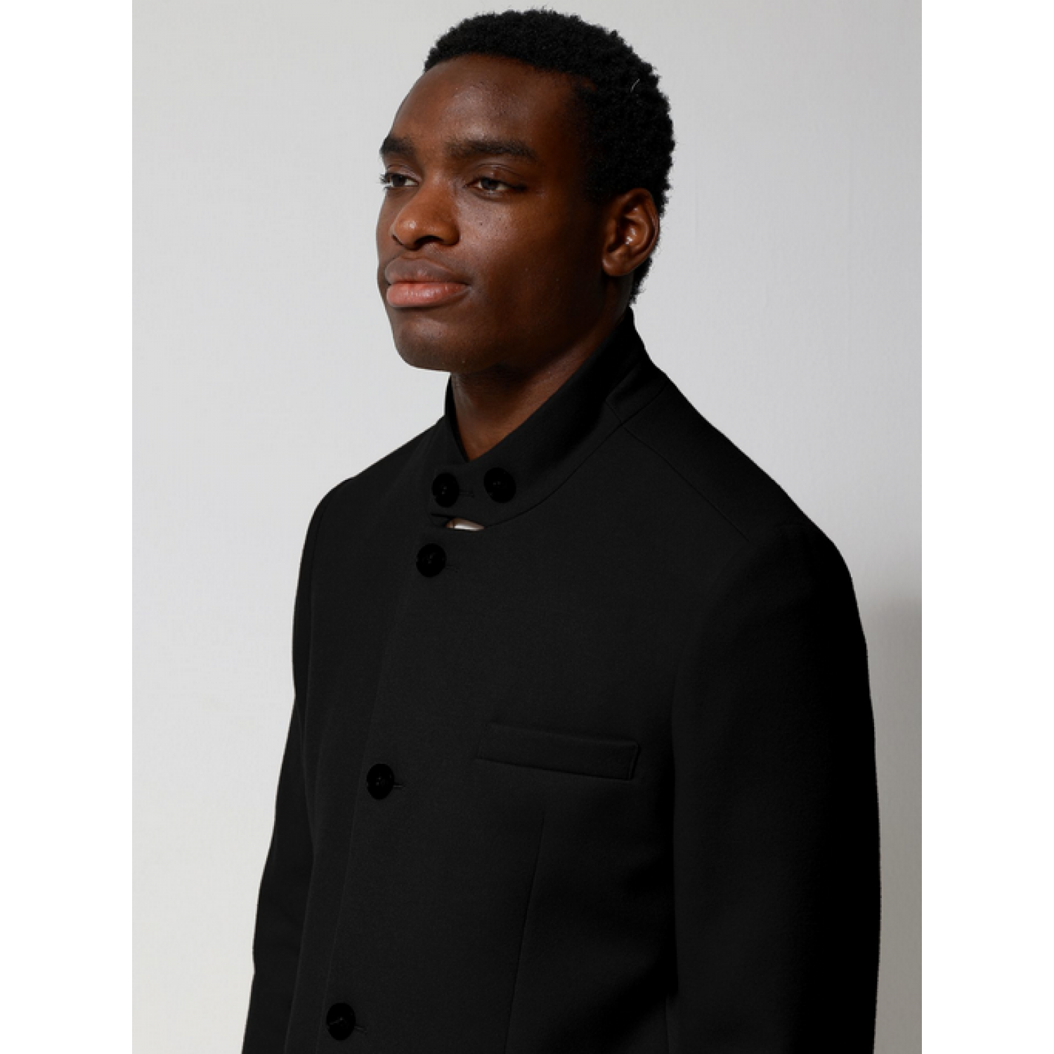 Life Style Butiken Ανδρικό Παλτό με ψηλό μάο γιακά LS12604 Black